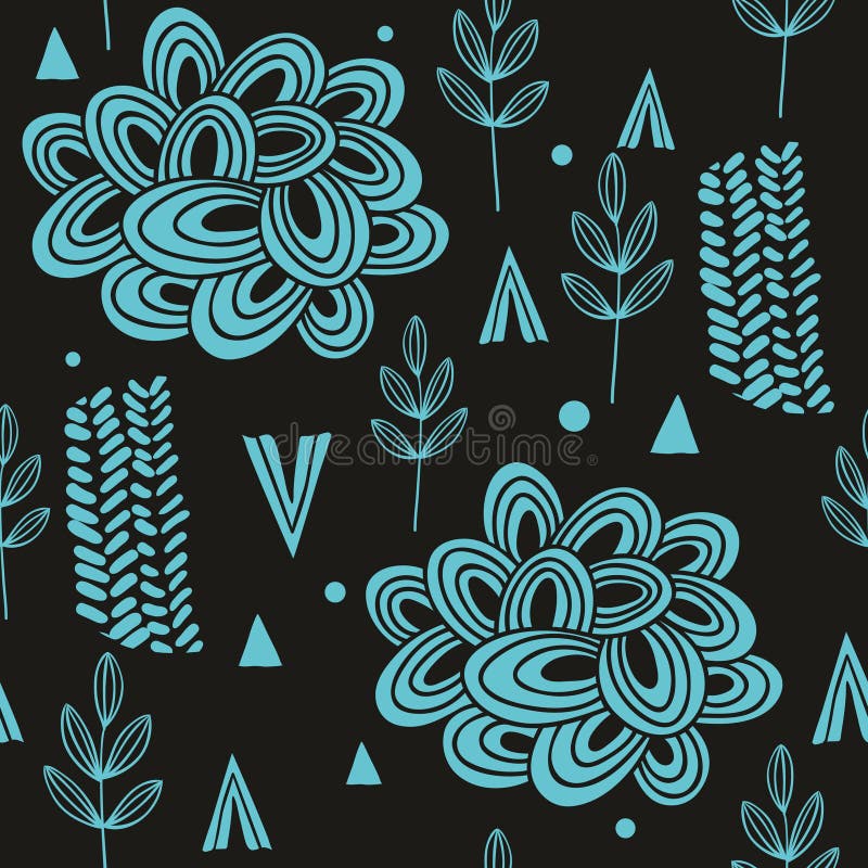 Padrão contínuo com elementos abstratos da natureza ilustração do vetor