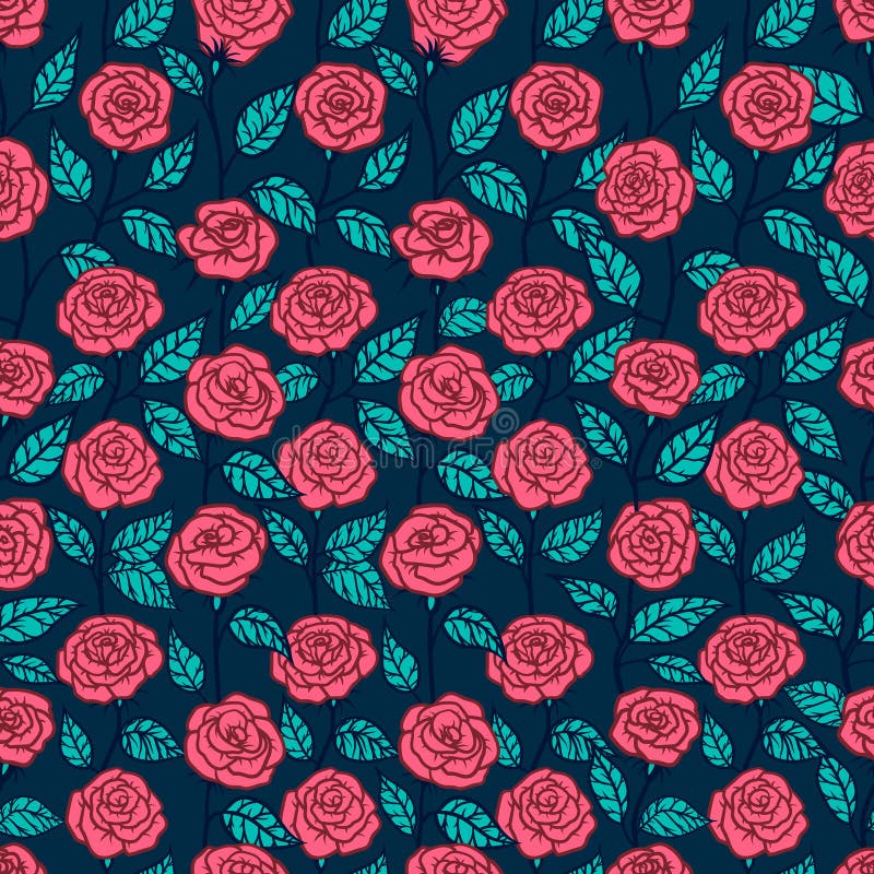 Teste padrão sem emenda com estilo do boho das rosas Linha arte do esboço ilustração stock Teste padrão sem emenda com estilo do boho das rosas Linha arte do esboço ilustração stock