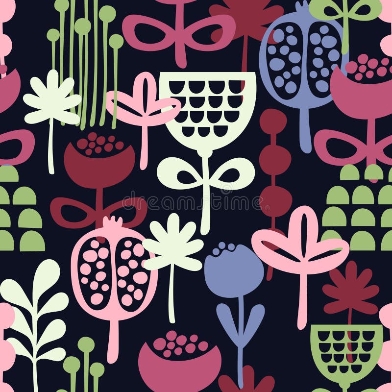 Padrão contínuo com flores abstratas ilustração royalty free