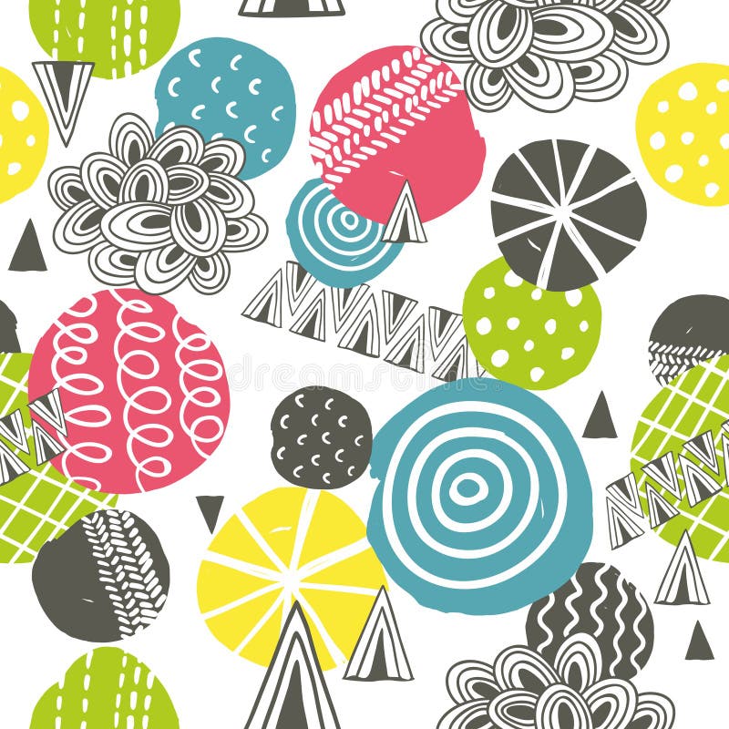 Padrão contínuo com formas abstratas vibrantes ilustração stock