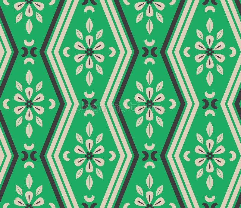 Teste padrão sem emenda com linhas do ziguezague e elementos florais ilustração stock Teste padrão sem emenda com linhas do ziguezague e elementos florais ilustração stock
