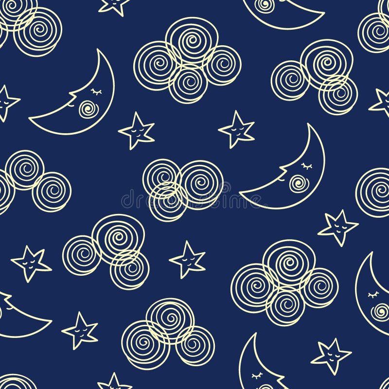 Teste padrão sem emenda com lua e estrelas do sono para crianças ilustração do vetor Teste padrão sem emenda com lua e estrelas do sono para crianças ilustração do vetor