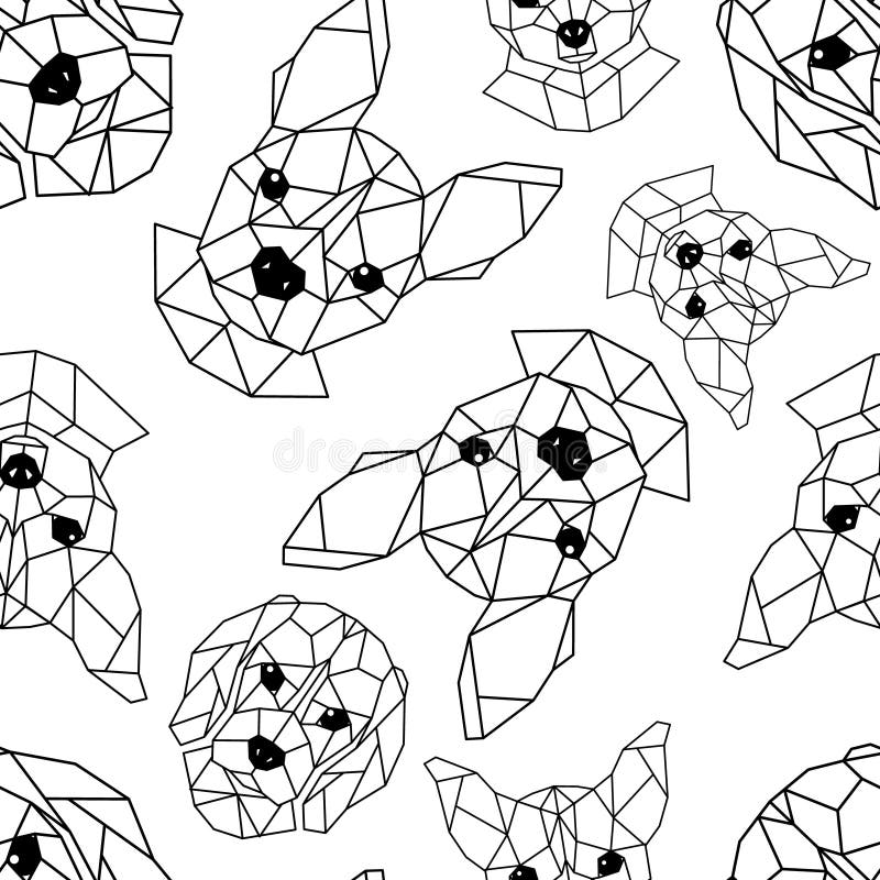 Teste padrão sem emenda com os focinhos geométricos dos cães ilustração do vetor Teste padrão sem emenda com os focinhos geométricos dos cães ilustração do vetor