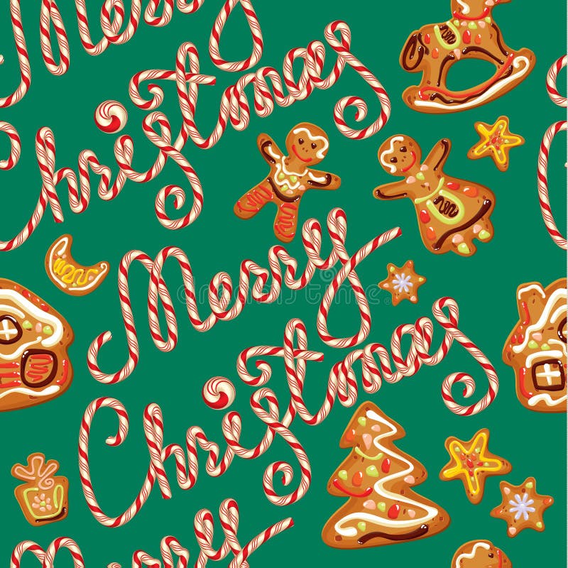 Teste padrão sem emenda com pão-de-espécie do xmas ilustração stock Teste padrão sem emenda com pão-de-espécie do xmas ilustração stock