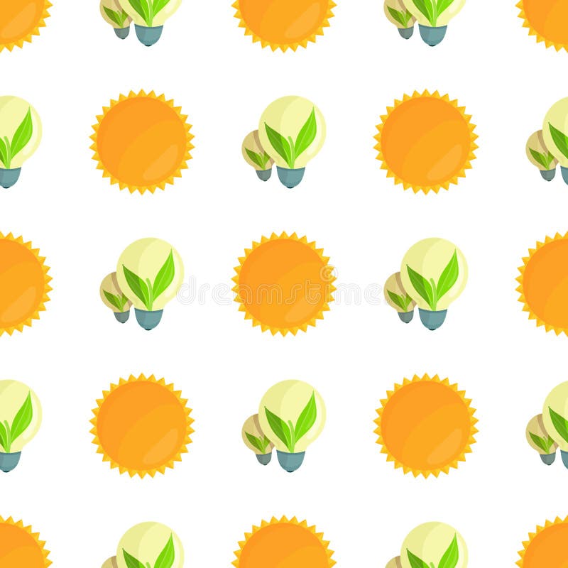 Teste padrão sem emenda com Sun e vetor das ampolas ilustração royalty free Teste padrão sem emenda com Sun e vetor das ampolas ilustração royalty free