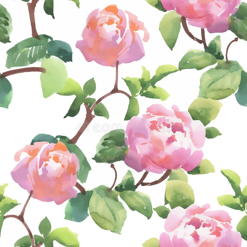 Teste padrão sem emenda da aquarela com flores e as folhas coloridas no fundo branco, teste padrão floral da aquarela, flores den ilustração royalty free Teste padrão sem emenda da aquarela com flores e as folhas coloridas no fundo branco, teste padrão floral da aquarela, flores den ilustração royalty free