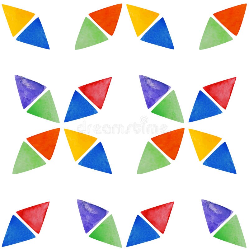 Teste padrão sem emenda da aquarela com triângulos abstratos ilustração stock Teste padrão sem emenda da aquarela com triângulos abstratos ilustração stock