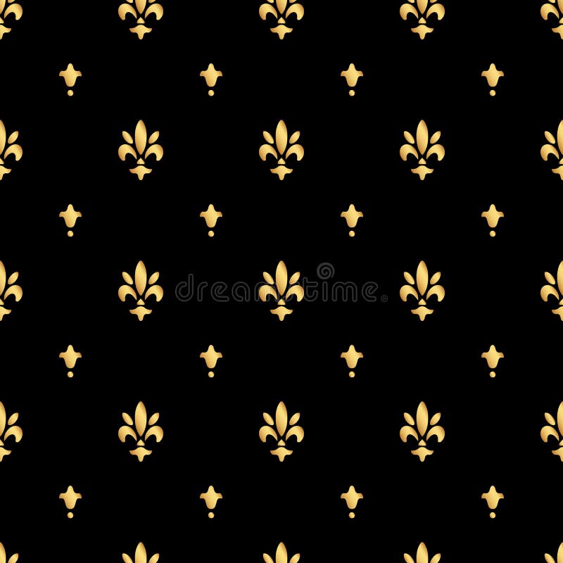 Teste padrão sem emenda da flor de lis dourada Molde do ouro Textura clássica floral Fundo retro do lírio real da flor de lis Vin ilustração stock Teste padrão sem emenda da flor de lis dourada Molde do ouro Textura clássica floral Fundo retro do lírio real da flor de lis Vin ilustração stock