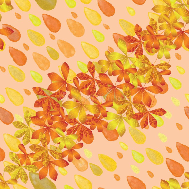 Teste padrão sem emenda da folha do outono da aquarela da gota ilustração stock Teste padrão sem emenda da folha do outono da aquarela da gota ilustração stock