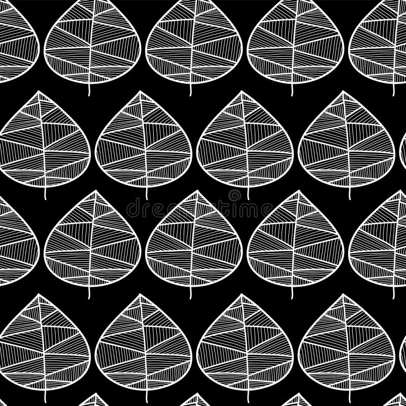 Teste padrão sem emenda da folha do vetor Projeto gráfico monocromático Folhas de outono geométricas decorativas Ilustração flora ilustração do vetor Teste padrão sem emenda da folha do vetor Projeto gráfico monocromático Folhas de outono geométricas decorativas Ilustração flora ilustração do vetor