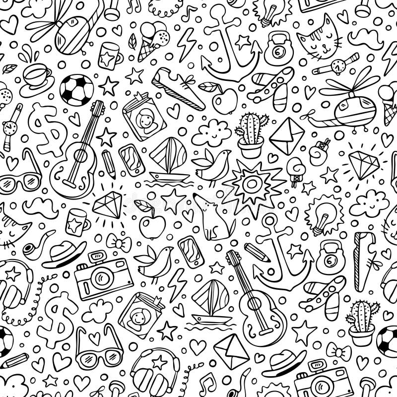 Teste padrão sem emenda da garatuja do moderno ilustração royalty free Teste padrão sem emenda da garatuja do moderno ilustração royalty free