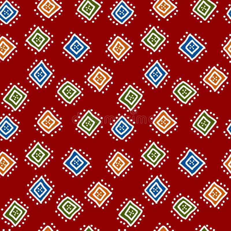 Teste padrão sem emenda da tela africana simples vermelha colorida do mudcloth, vetor