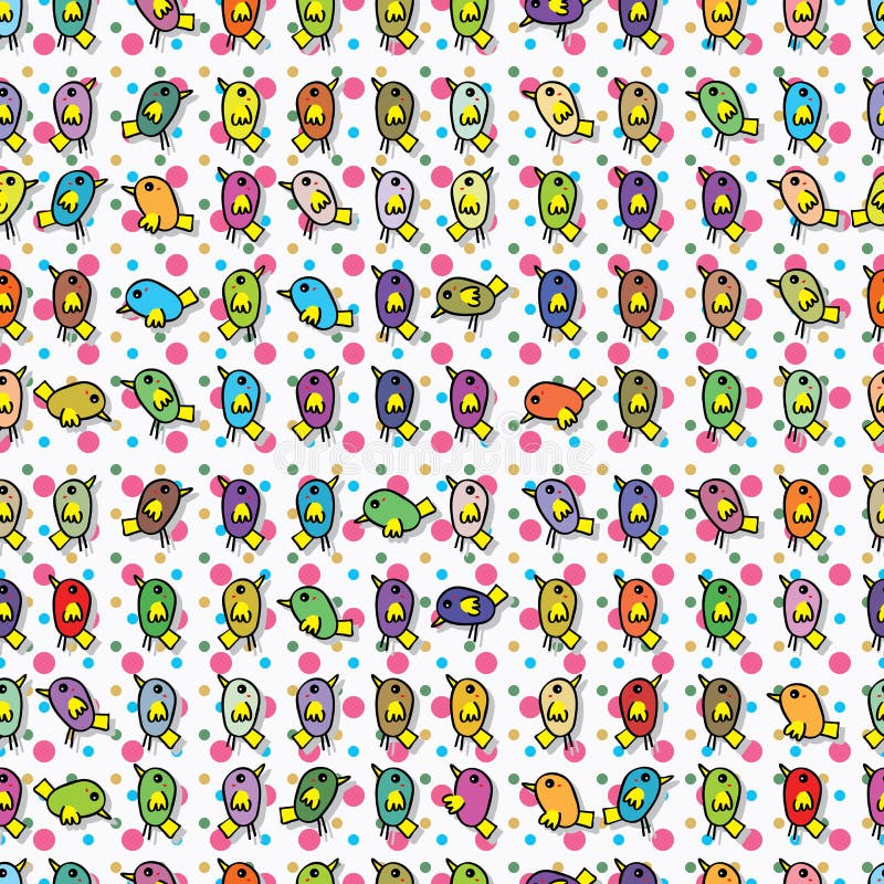 Teste padrão sem emenda da telha da espera do pássaro ilustração do vetor Teste padrão sem emenda da telha da espera do pássaro ilustração do vetor