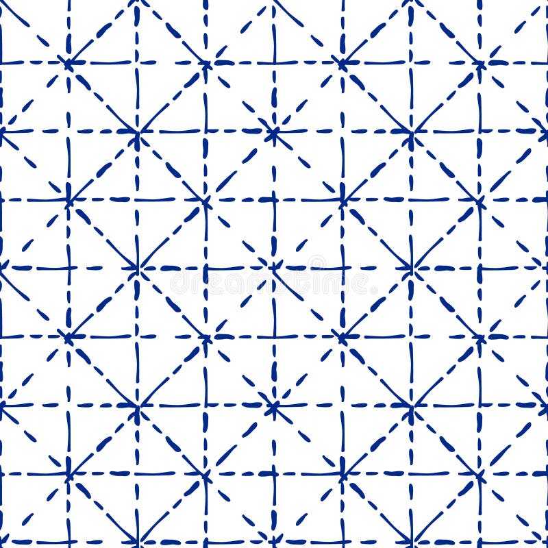 Teste padrão sem emenda da tintura tradicional azul e branca do laço da tela do shibori, vetor ilustração do vetor Teste padrão sem emenda da tintura tradicional azul e branca do laço da tela do shibori, vetor ilustração do vetor
