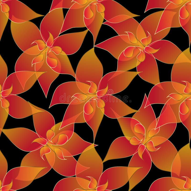 Teste padrão sem emenda das flores alaranjadas translúcidas Fundo floral decorativo do vetor Garatuja tirada mão Paisley semitran ilustração royalty free Teste padrão sem emenda das flores alaranjadas translúcidas Fundo floral decorativo do vetor Garatuja tirada mão Paisley semitran ilustração royalty free