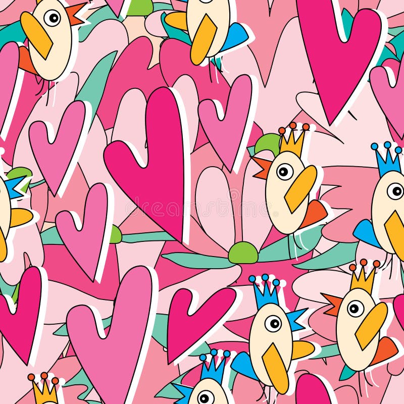 Teste padrão sem emenda de Love Story da conversa do pássaro ilustração royalty free Teste padrão sem emenda de Love Story da conversa do pássaro ilustração royalty free