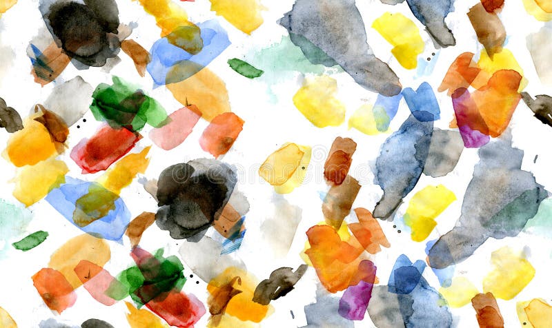 Teste padrão sem emenda de manchas amarelas e pretas da aquarela ilustração do vetor Teste padrão sem emenda de manchas amarelas e pretas da aquarela ilustração do vetor