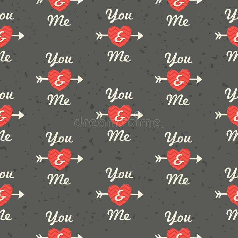 Teste padrão sem emenda do amor do moderno você e mim no vermelho ilustração stock Teste padrão sem emenda do amor do moderno você e mim no vermelho ilustração stock