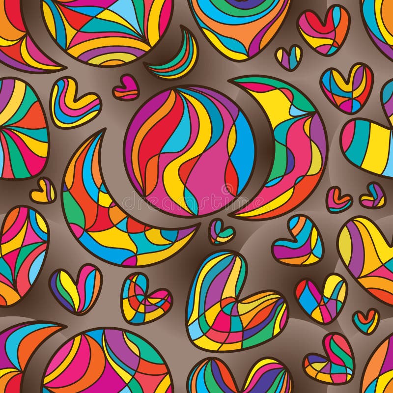 Padrão contínuo de lua cheia e meia expressando amor ilustração royalty free