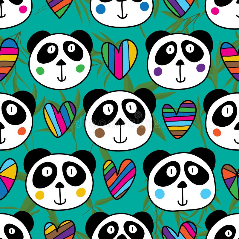 Teste padrão sem emenda do amor principal da panda ilustração royalty free Teste padrão sem emenda do amor principal da panda ilustração royalty free