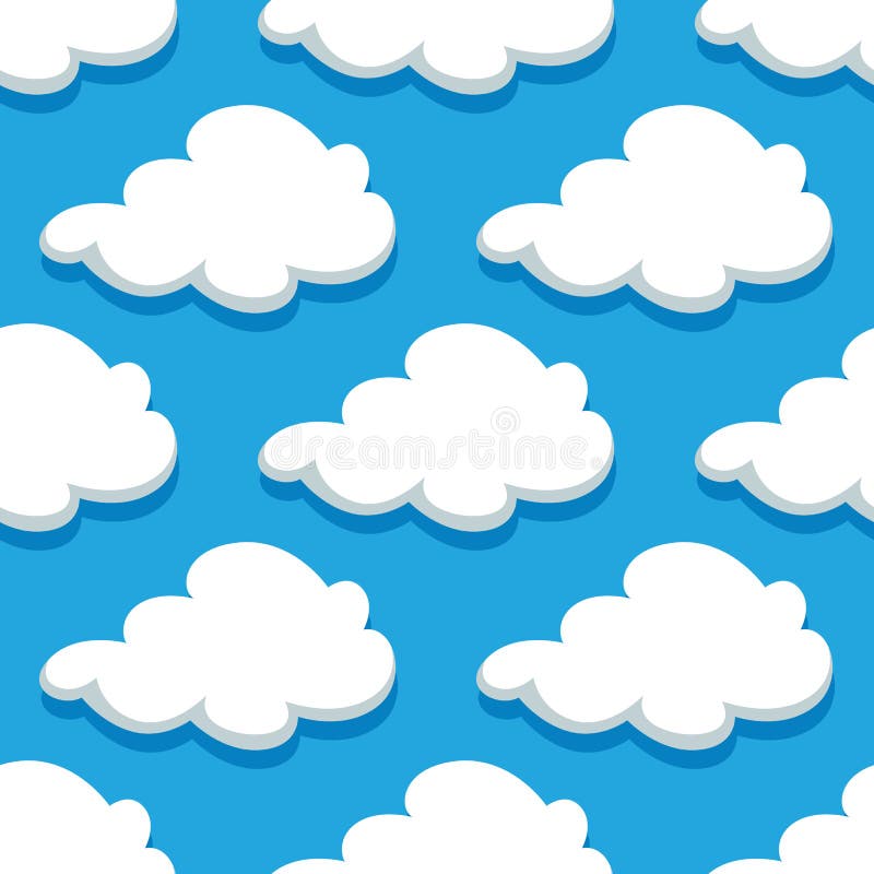 Teste padrão sem emenda do cloudscape dos desenhos animados em ciano ilustração royalty free Teste padrão sem emenda do cloudscape dos desenhos animados em ciano ilustração royalty free