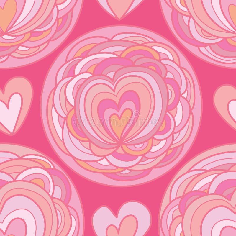 Teste padrão sem emenda do círculo da flor do amor ilustração royalty free Teste padrão sem emenda do círculo da flor do amor ilustração royalty free