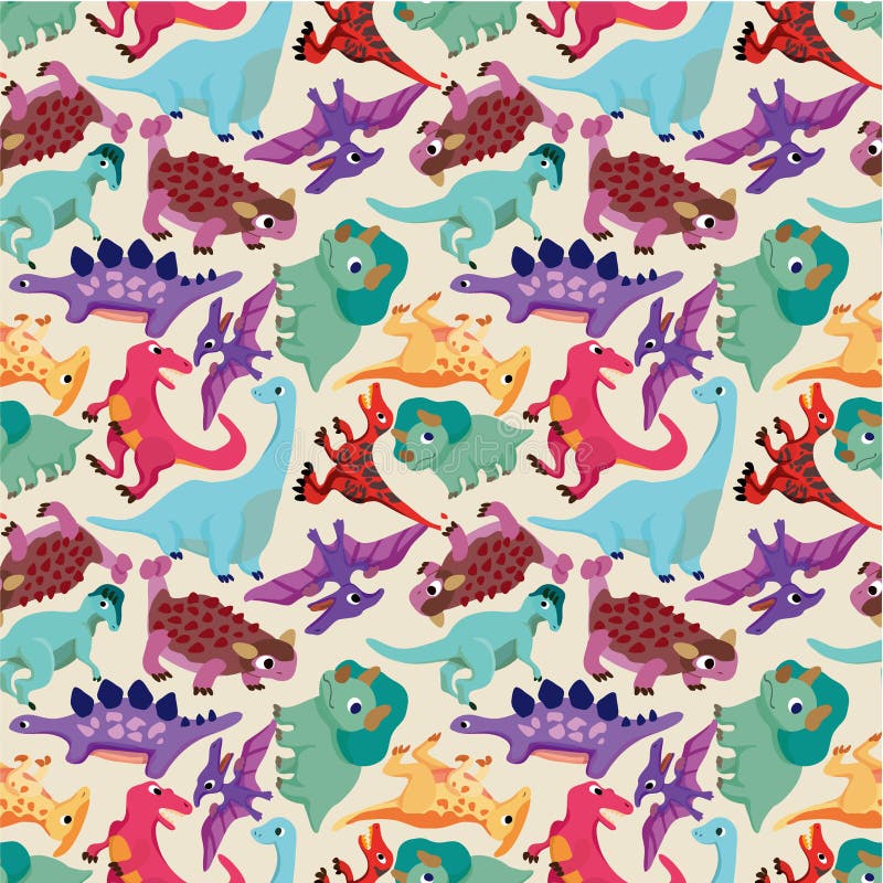 Padrão contínuo de dinossauros ilustração do vetor