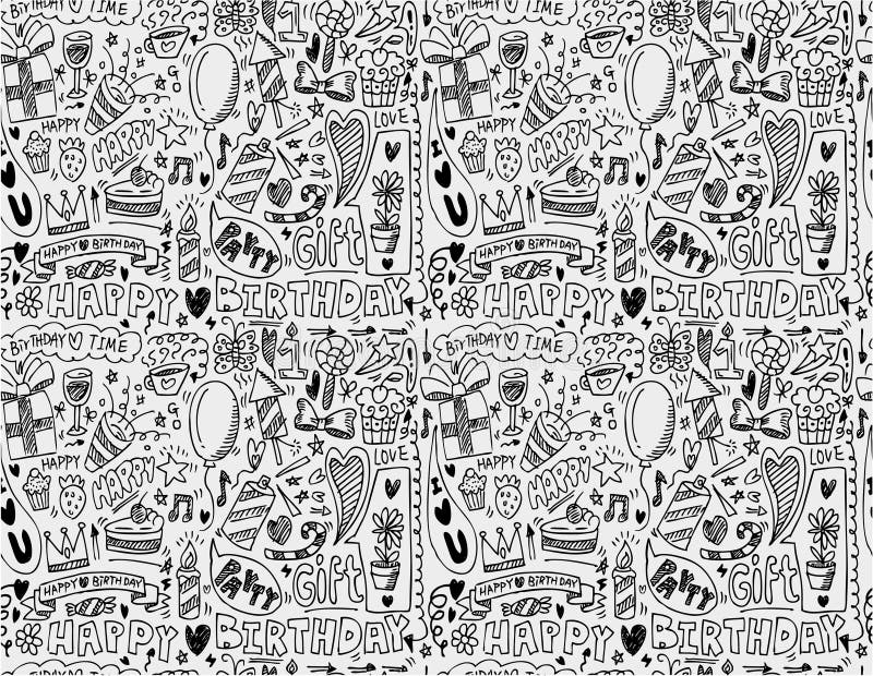 Padrão contínuo de elementos de aniversário ilustração do vetor