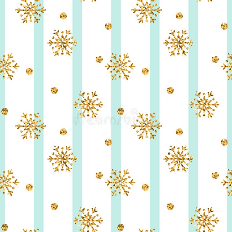 Teste padrão sem emenda do floco de neve do ouro do Natal Flocos de neve dourados do brilho em linhas brancas azuis fundo Textura ilustração stock Teste padrão sem emenda do floco de neve do ouro do Natal Flocos de neve dourados do brilho em linhas brancas azuis fundo Textura ilustração stock