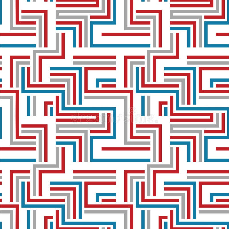 Padrão contínuo de labirinto vermelho e azul ilustração stock