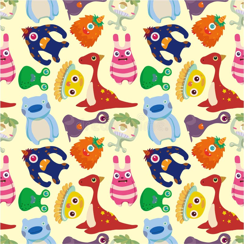 Padrão contínuo de monstros ilustração royalty free