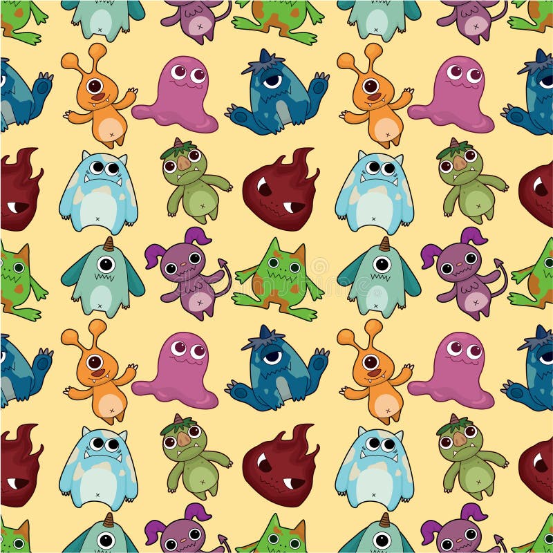 Padrão de monstros contínuo ilustração stock