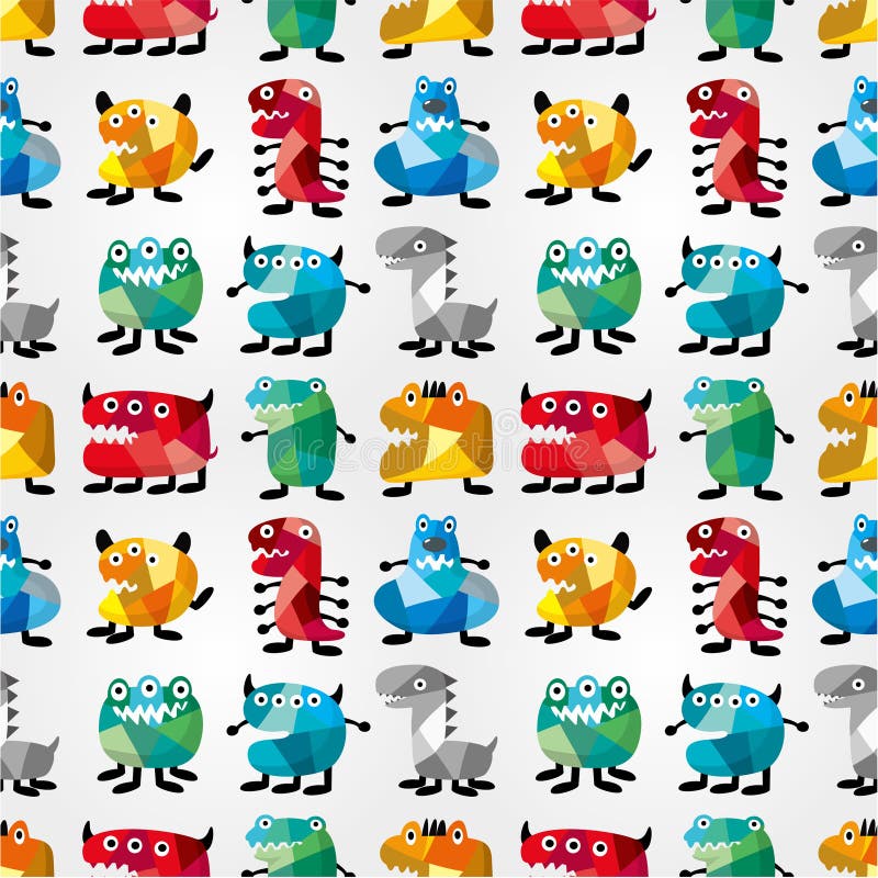 Padrão contínuo de monstros ilustração stock