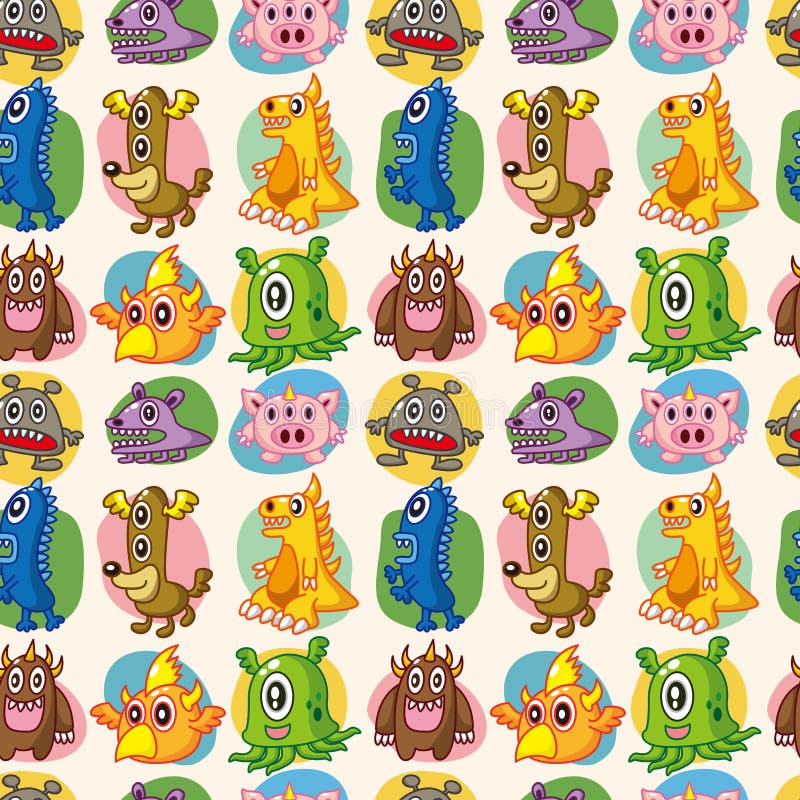 Padrão contínuo de monstros ilustração royalty free