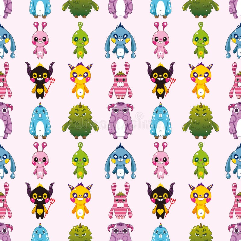 Padrão contínuo de monstros ilustração royalty free