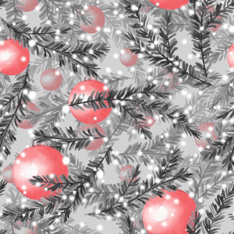 Teste padrão sem emenda 9 do Natal Árvore e bolas de abeto ilustração do vetor