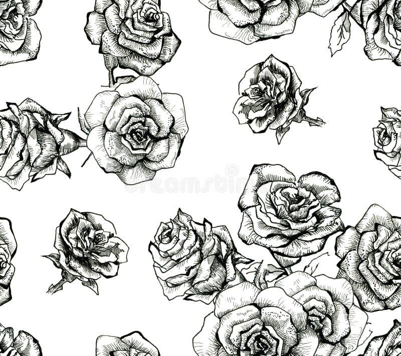 Teste padrão sem emenda do ramalhete do esboço da flor ilustração royalty free Teste padrão sem emenda do ramalhete do esboço da flor ilustração royalty free
