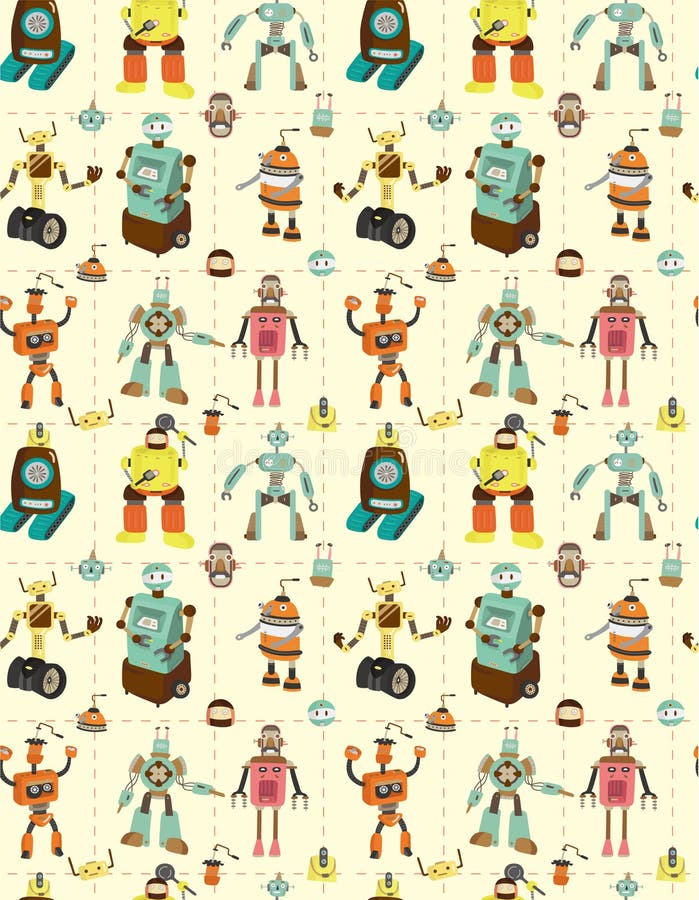 Teste padrão sem emenda do robô ilustração stock Teste padrão sem emenda do robô ilustração stock