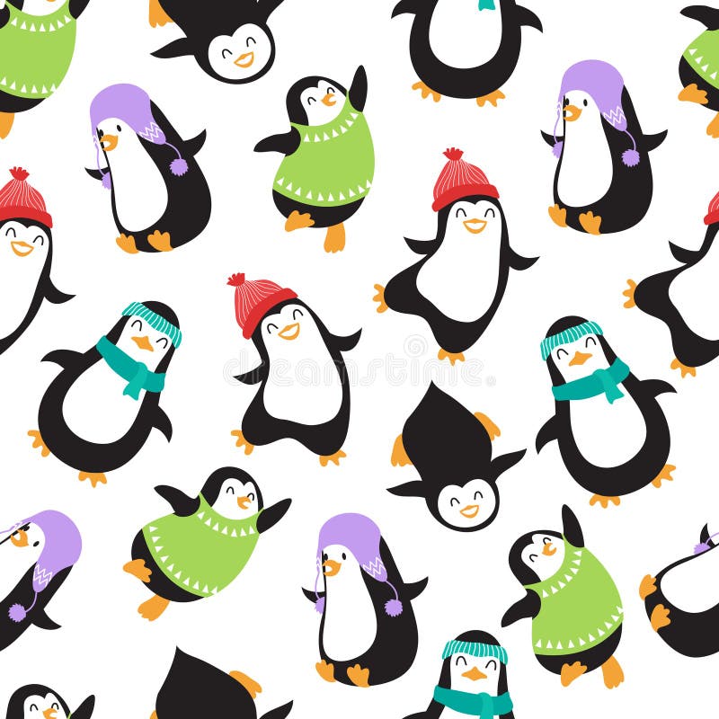 Teste padrão sem emenda do vetor bonito dos pinguins do bebê do Natal ilustração do vetor Teste padrão sem emenda do vetor bonito dos pinguins do bebê do Natal ilustração do vetor
