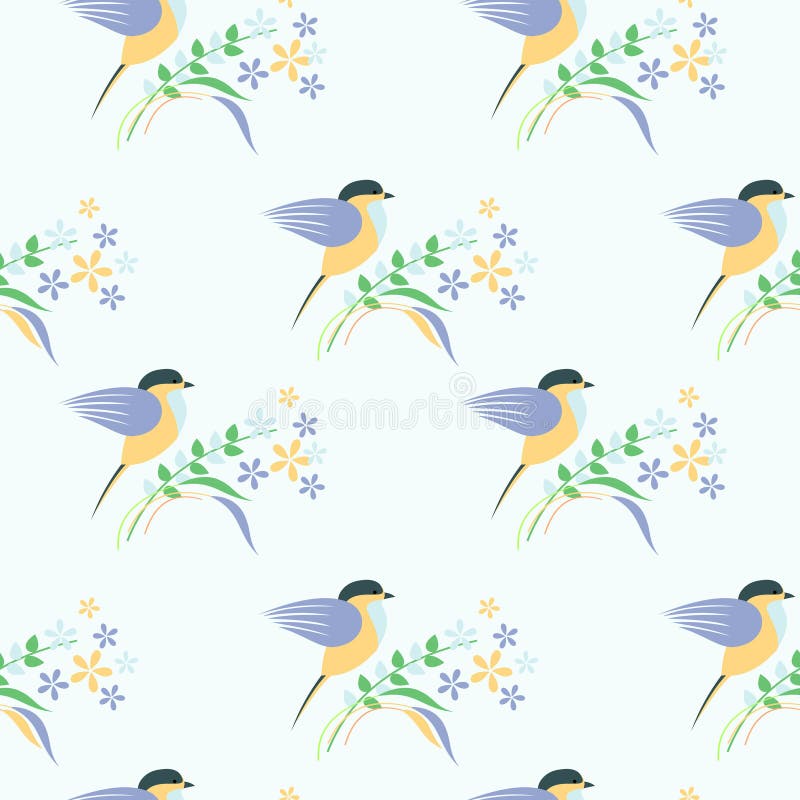 Teste padrão sem emenda do vetor com animais Fundo simétrico com pássaros, as folhas e as flores coloridos no contexto claro ilustração royalty free Teste padrão sem emenda do vetor com animais Fundo simétrico com pássaros, as folhas e as flores coloridos no contexto claro ilustração royalty free