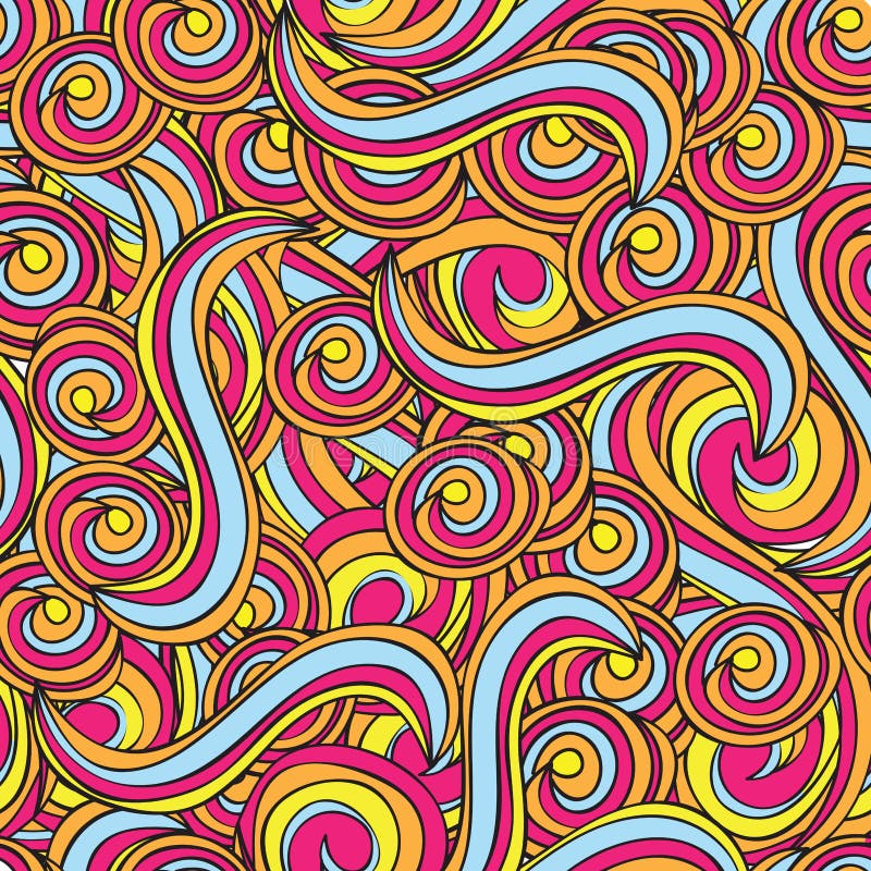 Padrão contínuo vetorial com linhas e ondas ilustração do vetor