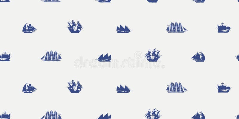 Teste padrão sem emenda do vetor com os vários navios de navigação ilustração royalty free Teste padrão sem emenda do vetor com os vários navios de navigação ilustração royalty free