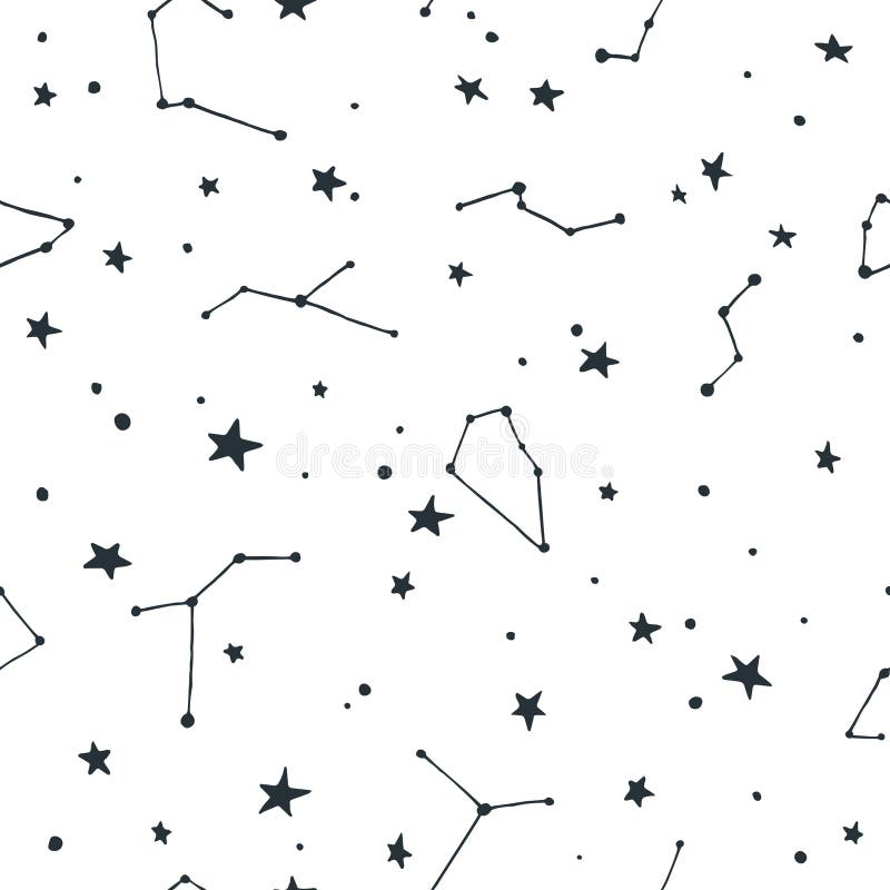Teste padrão sem emenda do vetor com pontos das estrelas e das constelações ilustração royalty free Teste padrão sem emenda do vetor com pontos das estrelas e das constelações ilustração royalty free