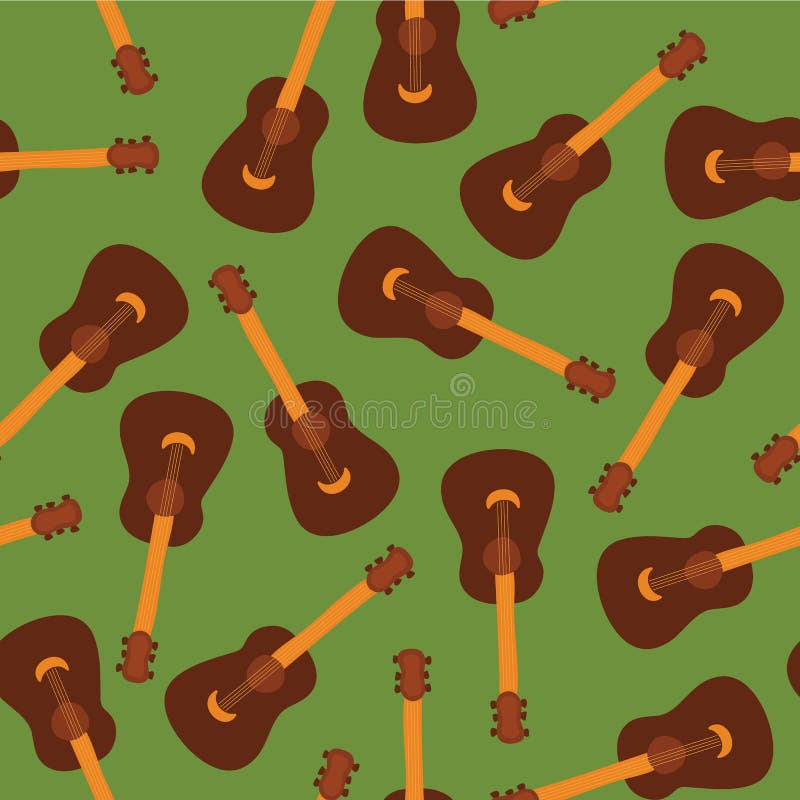 Teste padrão sem emenda do vetor das guitarra em um fundo verde Projeto do instrumento de música que repete a telha Ilustração pa ilustração stock Teste padrão sem emenda do vetor das guitarra em um fundo verde Projeto do instrumento de música que repete a telha Ilustração pa ilustração stock