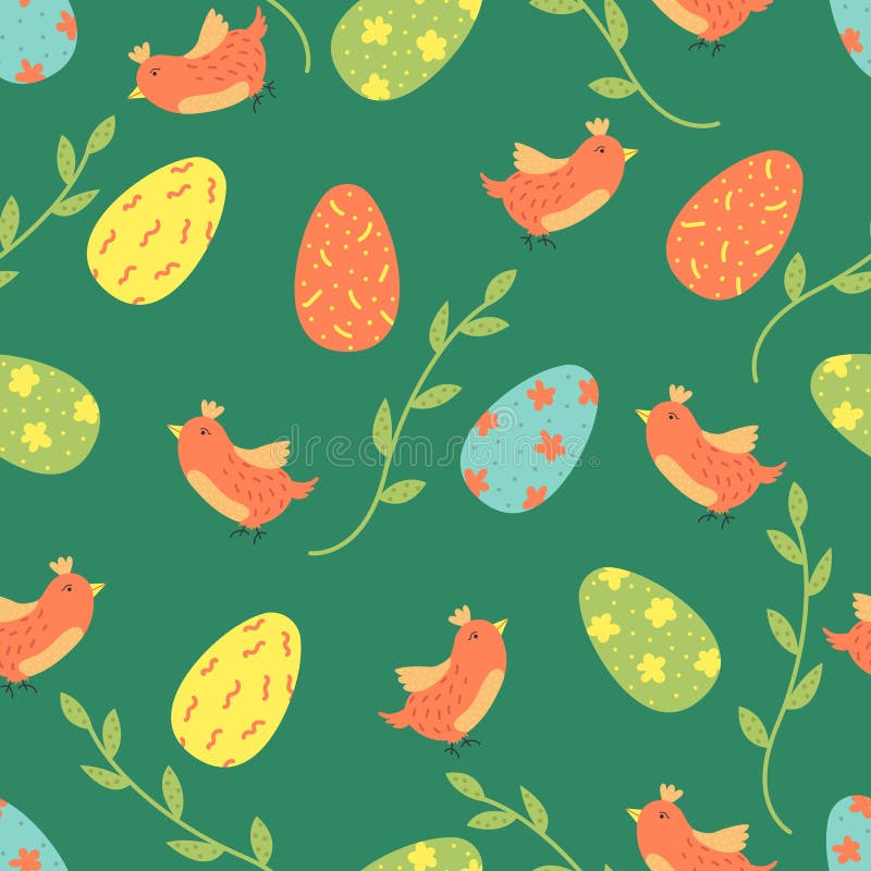 Teste padrão sem emenda do vetor dos desenhos animados com ovos da páscoa e pássaros Projeto brilhante do fundo ilustração do vetor Teste padrão sem emenda do vetor dos desenhos animados com ovos da páscoa e pássaros Projeto brilhante do fundo ilustração do vetor