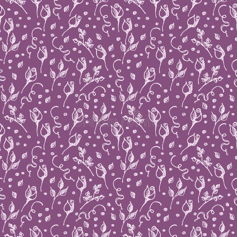 Teste padrão sem emenda do vetor, fundo com rosas, ramos e folhas no contexto violeta ilustração royalty free Teste padrão sem emenda do vetor, fundo com rosas, ramos e folhas no contexto violeta ilustração royalty free