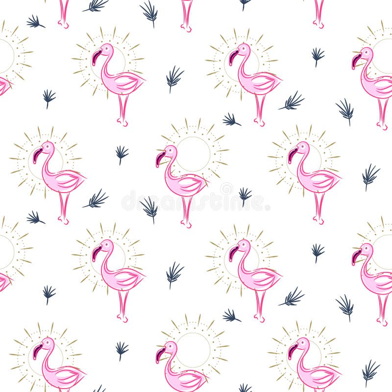 Teste padrão sem emenda do vetor do pássaro cor-de-rosa elegante do flamingo ilustração do vetor