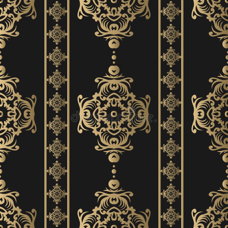 Teste padrão sem emenda do vintage Papel de parede ornamentado floral Fundo escuro do damasco do vetor com ornamento e as flores ilustração royalty free Teste padrão sem emenda do vintage Papel de parede ornamentado floral Fundo escuro do damasco do vetor com ornamento e as flores ilustração royalty free