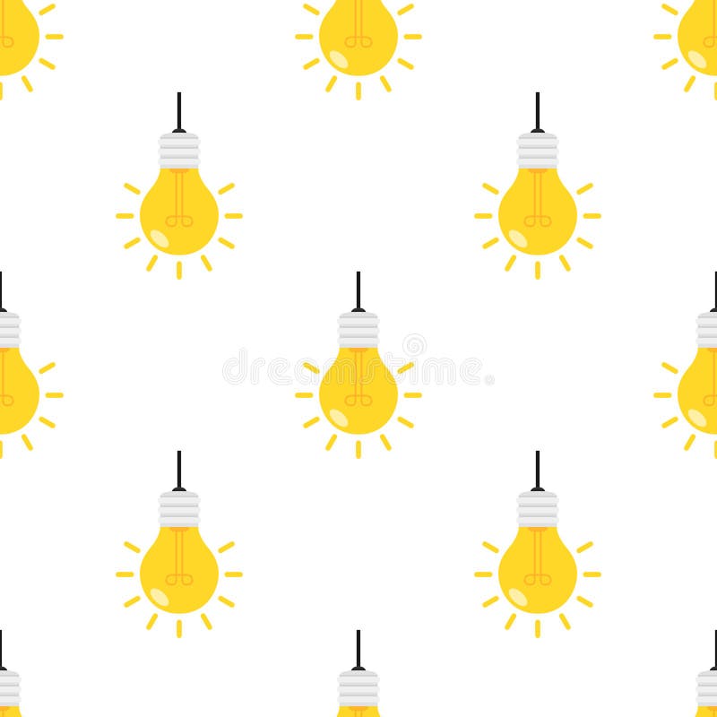 Teste padrão sem emenda do ícone liso brilhante da ampola ilustração stock Teste padrão sem emenda do ícone liso brilhante da ampola ilustração stock