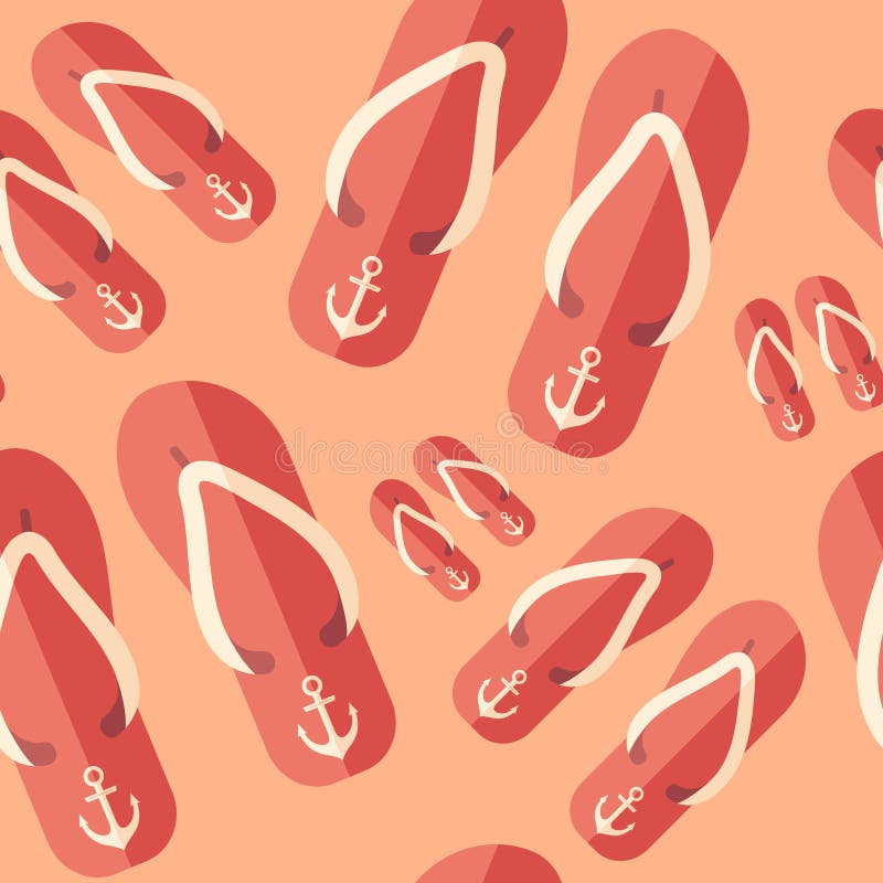 Teste padrão sem emenda do ícone liso dos deslizadores da praia ilustração do vetor Teste padrão sem emenda do ícone liso dos deslizadores da praia ilustração do vetor